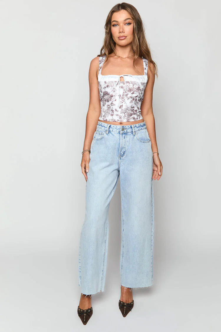 Till Forever Brown Garden Print Top
