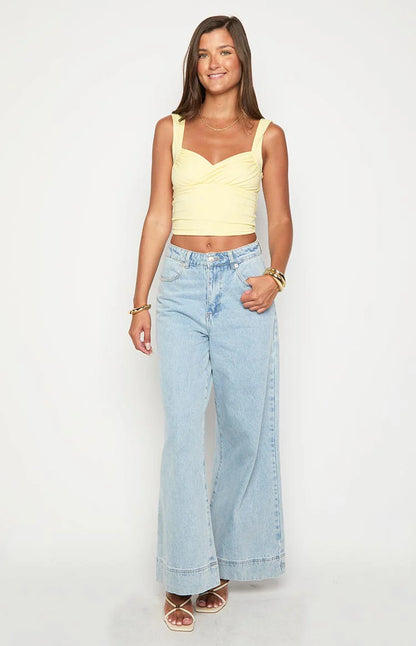 Khali Light Wash Denim Wide Leg Jeans