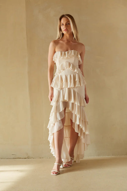 Clementine High Low Ruffle Maxi Dress