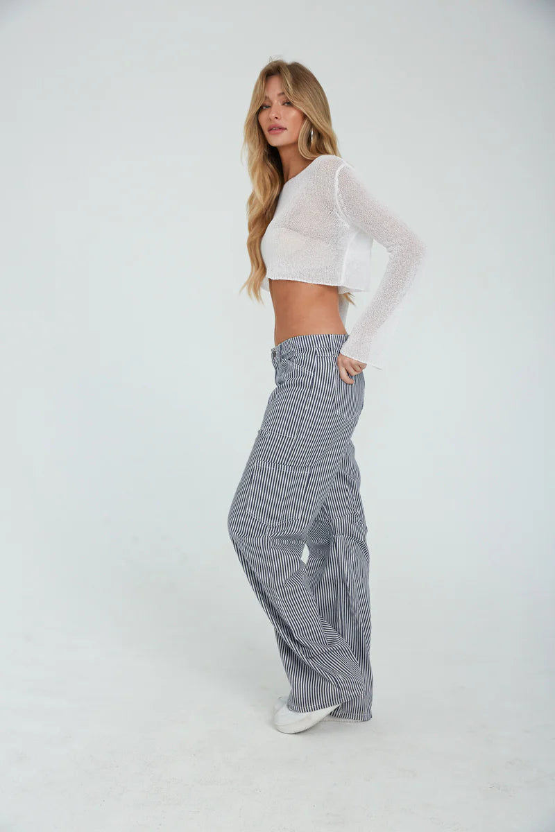 Hollie Cropped Long Sleeve Knit Top