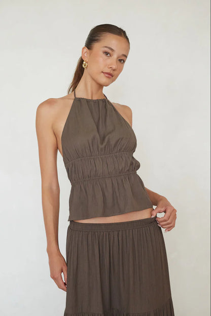 Hope Ruched Open Back Top