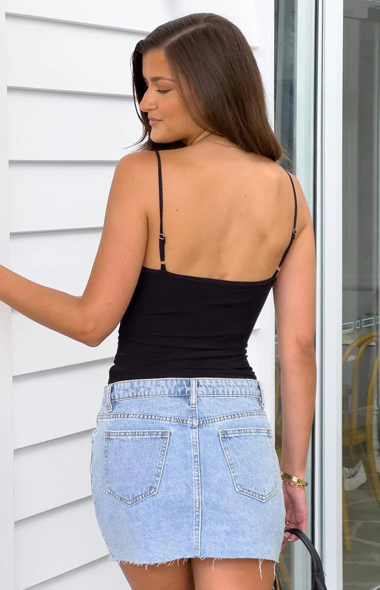 Mallorie Black Beaded Top