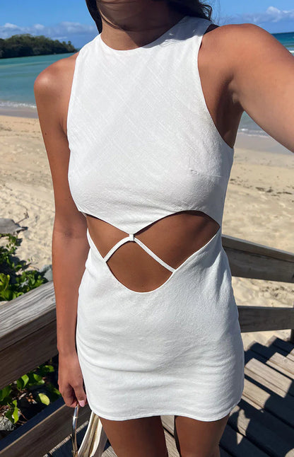 Olive White Mini Dress